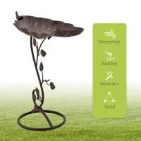 Outsunny Vogeltränke, Vogelbad in Lotosblatt-Form, Vogelbecken, Deko, Garten, Vogel, Metall, Bronze, 38,5 x 31 x 54 cm(m-6)