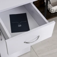 HOMCOM Mesa Escritorio para PC Mesa de Ordenador con Estantes abiertos y baldas Ajustables Armario Soporte para CPU y Bandeja Extraíble 120x60x74 cm Blanco(m-8)