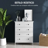 HOMCOM Cómoda con 5 Cajones Sifonier de Dormitorio para Salón Oficina Estudio Estilo Moderno 74x40x91 cm(m-4)