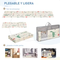 HOMCOM Alfombra Infantil Plegable Acolchado 2 Caras Alfombrilla de Juegos para Bebé Reversible Impermeable Antideslizantes con Superficie Grande 200x150 cm Multicolor(m-5)