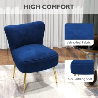 HOMCOM Velvet-Feel Tub Accent Chair - Dark Blue(m-5)