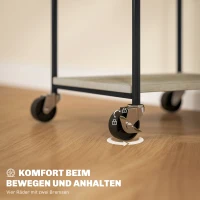 HOMCOM Druckerständer mit 3 Ebenen, höhenverstellbar, Mobiler Druckertisch auf Rollen, für Homeoffice, Metall und Holz(m-6)