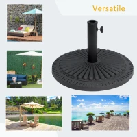 Outsunny Base per Ombrellone Rotonda in HDPE da 14kg per Pali da Ф35-38-48mm, Ø49x32A cm, Nero(m-7)