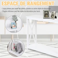 HOMCOM Table de console table d'entrée style table de drapier néo-rétro étagère dim. 100L x 30l x 80,5H cm MDF blanc(m-6)