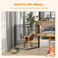 PawHut Cancellino per Cani Taglia Media Pieghevole e Modulabile in Metallo e Plastica, 123x102x90 cm, Nero(m-7)