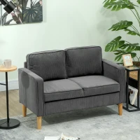 HOMCOM Small Two-Seater Corduroy Sofa - Grey(m-2)