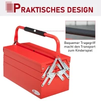 DURHAND Werkzeugkasten Werkzeugkoffer mit 5 Fächern 45 x 20 x 34,5cm Stahl Rot(m-4)