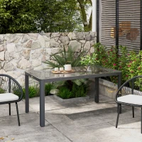 Outsunny 150cm x 88cm Aluminium Table, with Glass Tabletop - Grey(m-2)