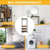 HOMCOM Garderobe im Industriedesign 1 Hutablage 3 Regale 1 Kleiderstange 60 cm x 40 cm x 180 cm Braun + Schwarz(m-4)