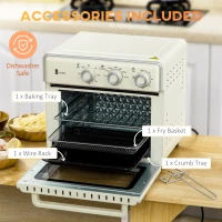 HOMCOM 20L 90-230℃ Mini Electric Oven - Cream(m-6)