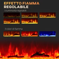 HOMCOM Camino Elettrico 1800W Regolabile con Telecomando, in Acciaio e Vetro Temperato, 127x15.8x45 cm, Nero(m-4)