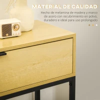 HOMCOM Mesa Consola con Cajón Consola Auxiliar Moderna Mesa de Entrada con Patas de Acero para Pasillo Salón 80x30x76cm Natural(m-6)