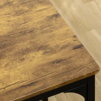 HOMCOM Ensemble table haute et 4 tabourets avec Repose-Pieds, métal noir et aspect bois pour cuisine salle à manger(m-10)