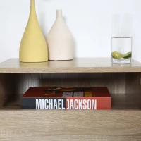 HOMCOM Lot de 2 Tables de Chevet murales - Lot de 2 Tables de Nuit - tiroir Coulissant, Niche, Plateau - Panneaux Particules Aspect chêne Clair(m-8)