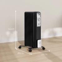 HOMCOM 1.5kW Seven Fin Oil-Filled Radiator - Black(m-3)