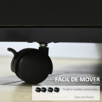 HOMCOM Mueble con Ruedas Armario de Oficina Multifuncional con Estantes con Amplio Espacio de Almacenaje 60x50x65,5 cm Negro(m-6)