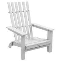 Outsunny Silla Adirondack Plegable con Reposabrazos Carga 160 kg para Patio Terraza Balcón 68x81x93 cm Blanco(m-1)