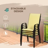 Outsunny Set of Four Stackable Mesh Seat Chairs - Beige(m-5)