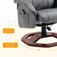 HOMCOM Massagesessel mit Hocker, Liegefunktion, Fernbedienung, drehbar, Lederoptik, bis 150 kg, Dunkelgrau(m-6)