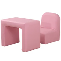 HOMCOM Kids Armchair Toddler Sofa Children's Chair, 2 in 1 Kids Table Chair Set with Wooden Frame, for 3 Years Old Boys Pink(m-11)