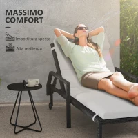 Outsunny Cuscino per Sdraio e Lettino Prendisole in Tessuto con Lacci di Fissaggio, Grigio Chiaro(m-4)