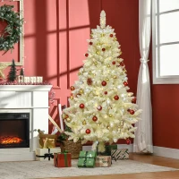 HOMCOM Sapin de Noël artificiel lumineux blanc  180 cm 650 branches 150 LED - support pied pliable(m-2)