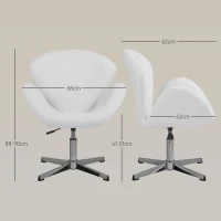 HOMCOM Fauteuil pivotant hauteur réglable revêtement tissu bouclette pour salon chambre bureau, blanc(m-3)