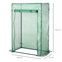 Outsunny Invernadero con Puerta Enrollable y Estructura de Acero Invernadero de Jardín Terraza Patio para Cultivo de Plantas 100x50x150 cm Verde(m-3)