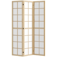 HOMCOM Biombo Plegable de 3 Paneles Separador de Ambientes para Sala de Estar Dormitorio y Oficina 120x170 cm Madera y Blanco