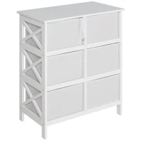 HOMCOM Meuble de rangement commode design contemporain dim. 64L x 37l x 76H cm 6 tiroirs MDF blanc non tissé gris clair(m-7)
