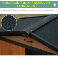 PawHut Kleintierstall mit Freilaufgehege inkl. Rampe Tannenholz Schwarz + Orange(m-6)