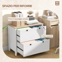 HOMCOM Armadietto Portadocumenti con 2 Cassetti per Cartelle A4, Serratura e Chiavi, 76x40x76cm, Bianco(m-4)