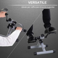 HOMCOM Mini Cyclette Pedaliera per Gambe e Braccia per Fitness a Casa, Resistenza Regolabile Pedali Antiscivolo(m-4)