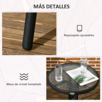 Outsunny Conjunto de Jardín de 3 Piezas Mesa Redonda y 2 Sillas de Jardín Apilables de Ratán Sintético para Terraza Balcón Marrón(m-7)