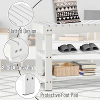 HOMCOM Shoe Bench, 3-Tier Wooden Shoe Rack with Hidden Storage Compartment, Slatted Shelves, Home Storage Unit, Hallway Furniture, White, 90L x 29W x45H cm(m-6)