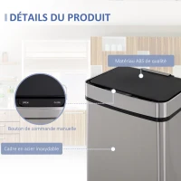 HOMCOM Poubelle à capteur de mouvement ouverture automatique 3 compartiments capacité 72L design 42 x 30 x 81 cm(m-7)
