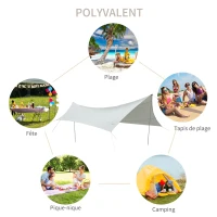 Outsunny Bâche Anti-Pluie Voile d'ombrage Toile de Camping 5,55L x 5,5l m avec Deux Hardcore Polyester Haute densité 190T imperméable Anti- UV Léger et Facile à Transporter Gris(m-6)