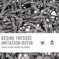 PawHut Panier chat lit surélevé chat cosy niche grotte grand confort dim. Ø 52 x 58H cm coussin moelleux inclus résine tressée imitation rotin gris(m-6)