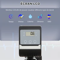HOMCOM Vélo d'appartement vélo couché semi-allongé magnétique écran LCD multifonction selle réglable 2 bandes résistance acier noir(m-5)