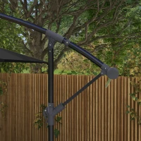 Outsunny 3m Cantilever Overhanging Parasol, with Cross Base - Black(m-8)