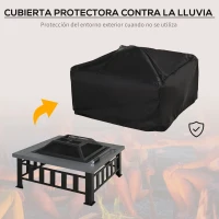 Outsunny Brasero Exterior de Metal Hoguera Multifuncional tipo Calentador 3 en 1 como Pozo de fuego/BBQ/Cubo de Hielo para Terraza Patio y Jardín 86x86x54 cm(m-7)