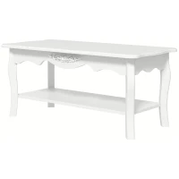 HOMCOM Tavolino da Salotto con Ampio Ripiano Portaoggetti Inferiore in Legno, 94x44x43cm, Bianco(m-10)