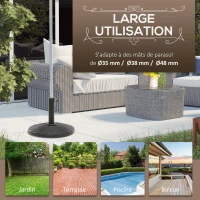 Outsunny Pied de parasol rond base de lestage Ø 44,5 x 32 cm résine imitation rotin noir bronze(m-6)