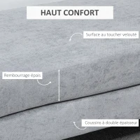 HOMCOM Banc bout de lit banquette coussins d'assise double pieds en acier design moderne 121 x 50,5 x 46,5 cm gris clair(m-4)