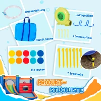 Outsunny Hüpfburg, mit Rusche, Hüpfbereich, Pool, aufblasbar, inkl. Elektropumpe, für bis 3 Kinder, 380 x 340 x 170 cm(m-7)