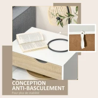 HOMCOM Lot de 2 Tables de Nuit tiroir Niche Design Moderne Panneau de Particules Classe E1 Pieds en Bois Massif 50 x 39 x 51 cm(m-7)