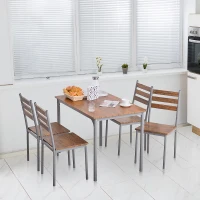 HOMCOM Modern 5-Piece Dining Table Set, Dining Table With 4 Chairs For Compact Dining Room& Kitchen, Brown(m-10)