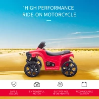 HOMCOM 6V Kids Electric Ride on Car, ATV Toy, Quad Bike with Headlights, Horn, for Toddlers 18-36 Months Red(m-4)