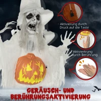 HOMCOM Halloween-Geist, Halloween-Dekoration, Soundfunktion, mit Bewegungssensor und LED-Lichtern, 60 cm x 18 cm x 183 cm(m-6)