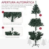 HOMCOM Árbol de Navidad Artificial de 1,5m 472 Ramas con 100 Luces LED y 80 Decoraciones Incluidas Ø91x150 cm Verde(m-7)